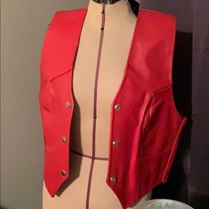 Red leather vest